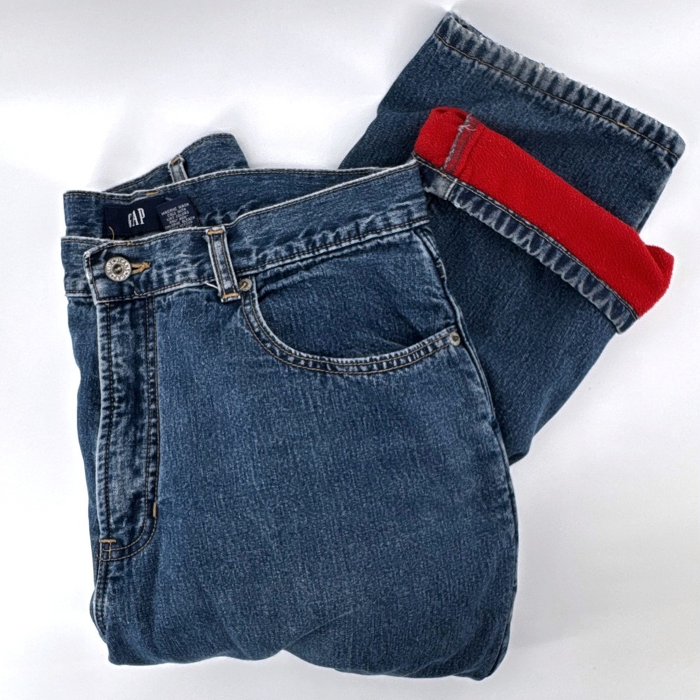 Gap Fleece Lined Jeans Women 12 Blue Medium Wash Straight Leg Vintage